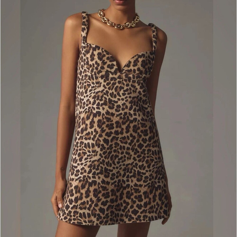 Anthropologie Dhruv Kapoor Dress M Leopard Print Mini Mobwife NWT